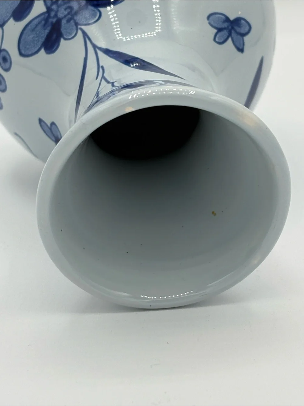 Vintage Delft Style Blue & White Floral Butterfly Ceramic Bud Vase 5”